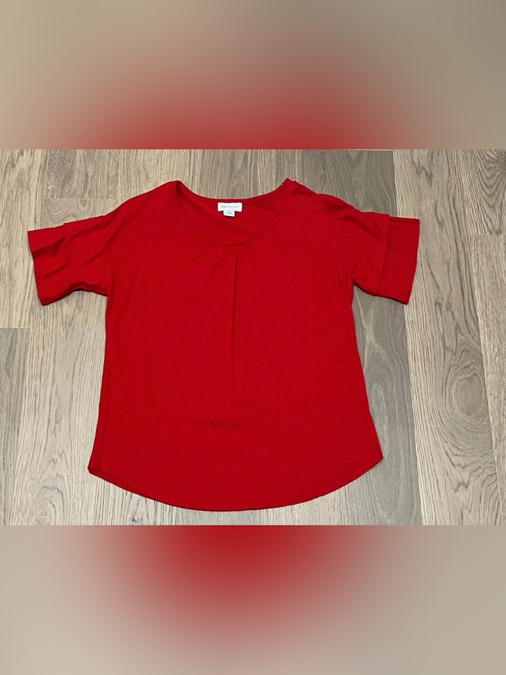 XL Womens LIZ CLAIBORNE Red Layered Short Sleeve Top Shirt Blouse Career Office